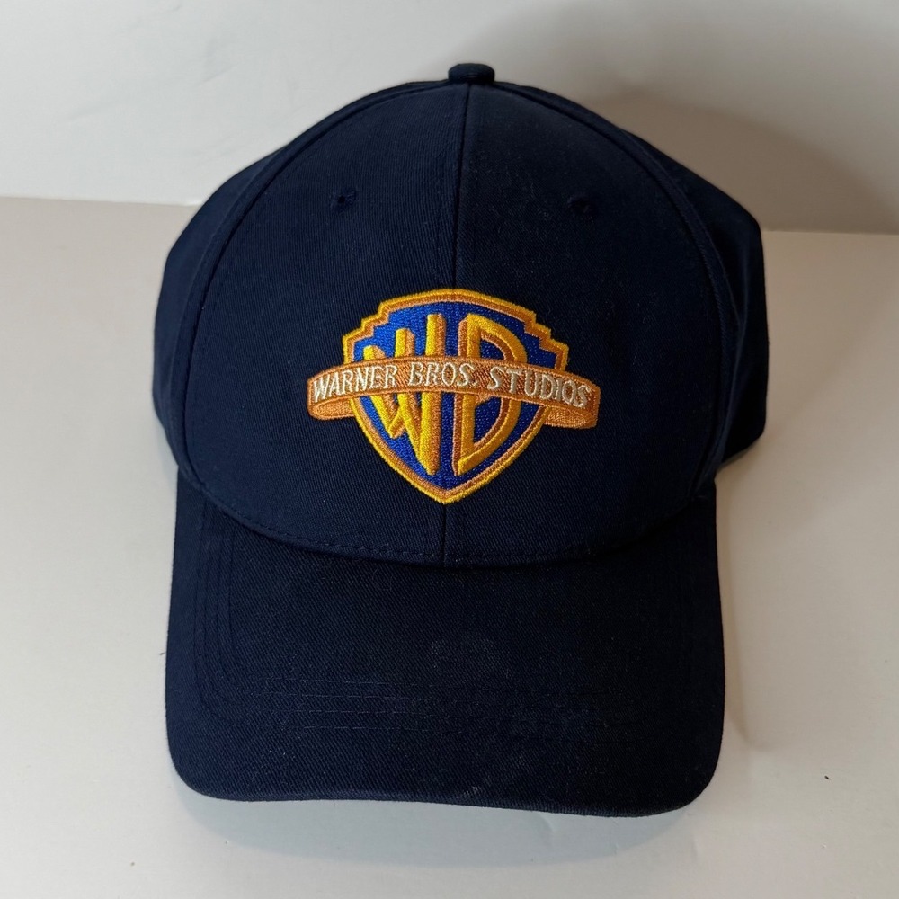 Warner Bros Studios Official Hat Navy Blue Embroidered WB Logo Cap